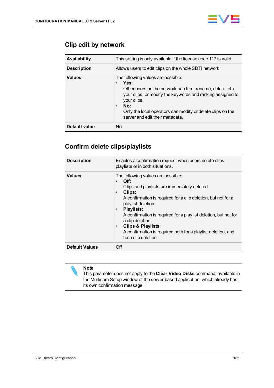 Clip edit by network, Confirm delete clips/playlists | EVS XT2 Version 11.02 - July 2013 Configuration Manual User Manual | Page 193 / 220