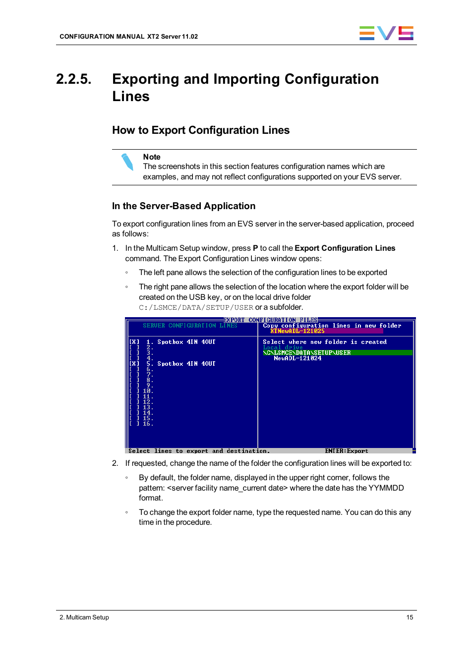 Exporting and importing configuration lines, Import/export configuration lines, How to export configuration lines | EVS XT2 Version 11.02 - July 2013 Configuration Manual User Manual | Page 23 / 220