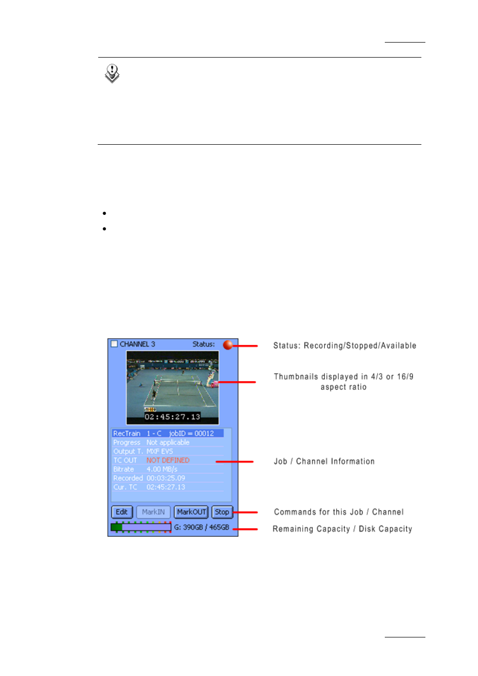 Frame accuracy depending on the display mode, 4 channels area, Channels area | EVS Xfile Version 2.16 - November 2011 User Manual User Manual | Page 129 / 192