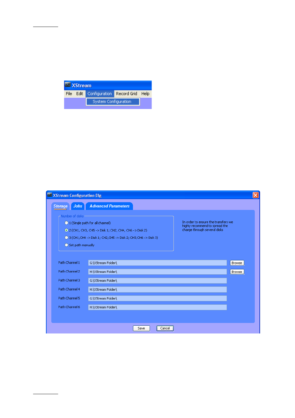 6 system configuration, 1 storage tab, System configuration | Storage tab, Torage | EVS Xfile Version 2.16 - November 2011 User Manual User Manual | Page 132 / 192