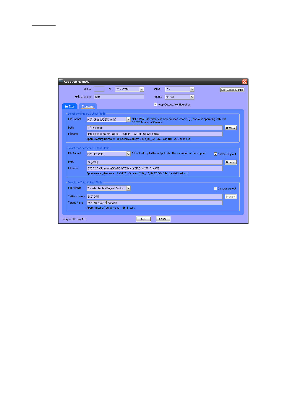 3 outputs tab, Output file format, Path | Filename, Outputs tab, Utputs | EVS Xfile Version 2.16 - November 2011 User Manual User Manual | Page 154 / 192