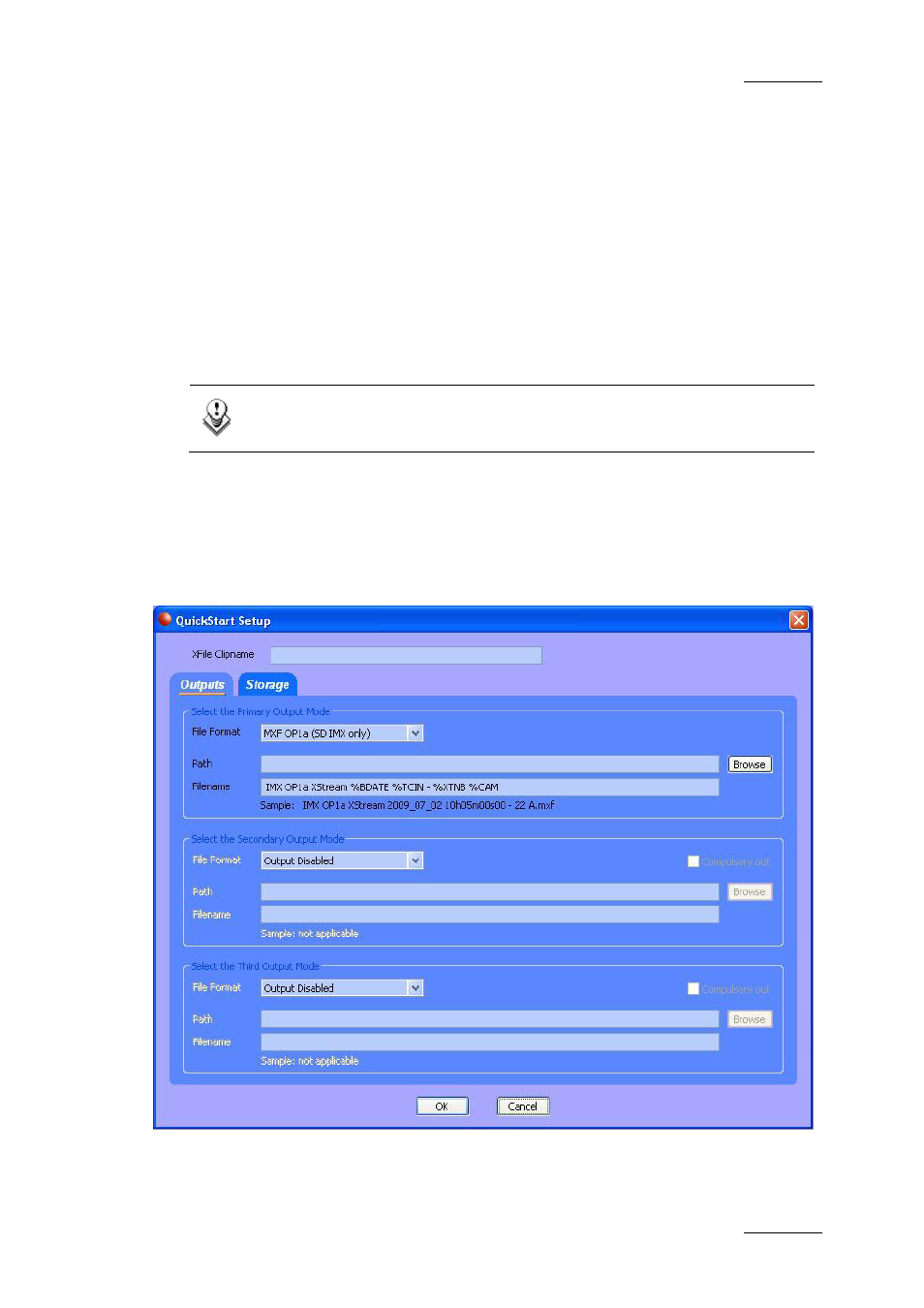 3 setup in quickstart mode, 4 output tab, Setup in quickstart mode | Output tab, Ge 149, Etup in, Uick, Tart, Utput | EVS Xfile Version 2.16 - November 2011 User Manual User Manual | Page 159 / 192