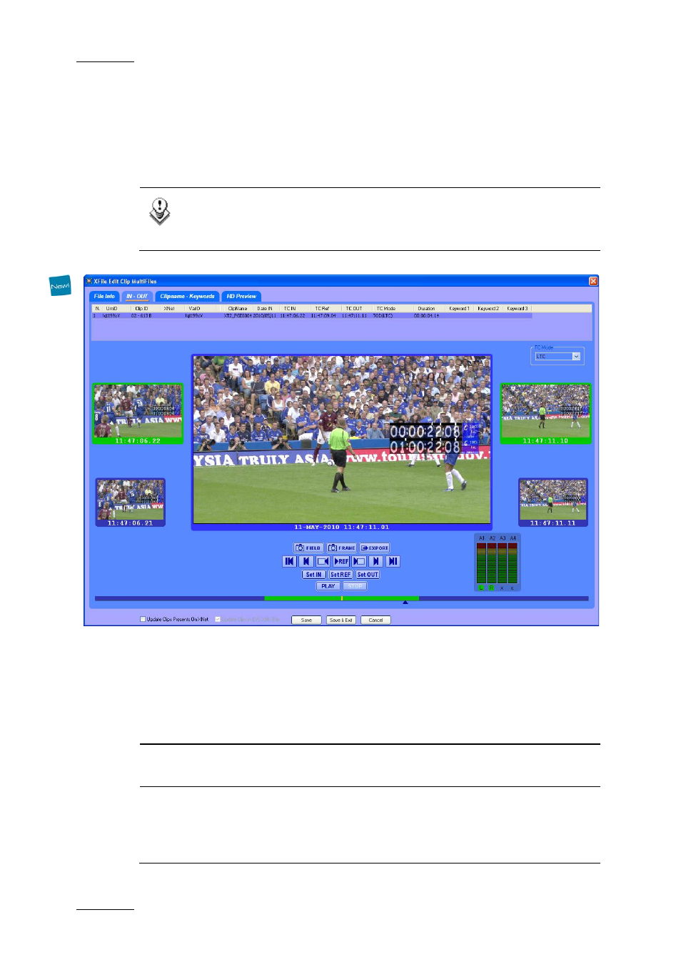 2 in – out tab, Tc mode, In – out tab | 2 in | EVS Xfile Version 2.16 - November 2011 User Manual User Manual | Page 164 / 192
