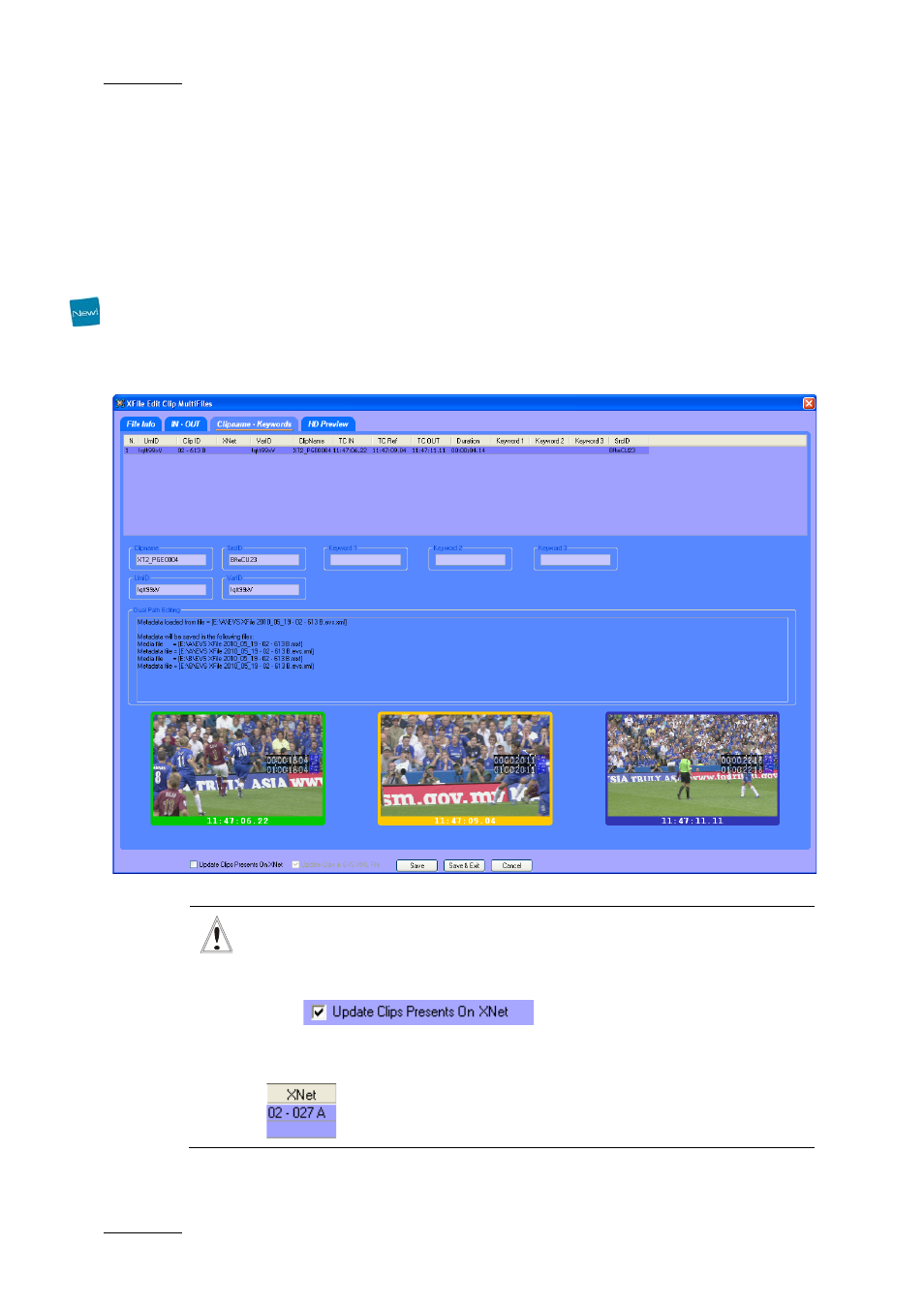 3 clipname – keywords tab, Clipname – keywords tab, He clipname | Keywords tab, Lipname, Eywords | EVS Xfile Version 2.16 - November 2011 User Manual User Manual | Page 170 / 192