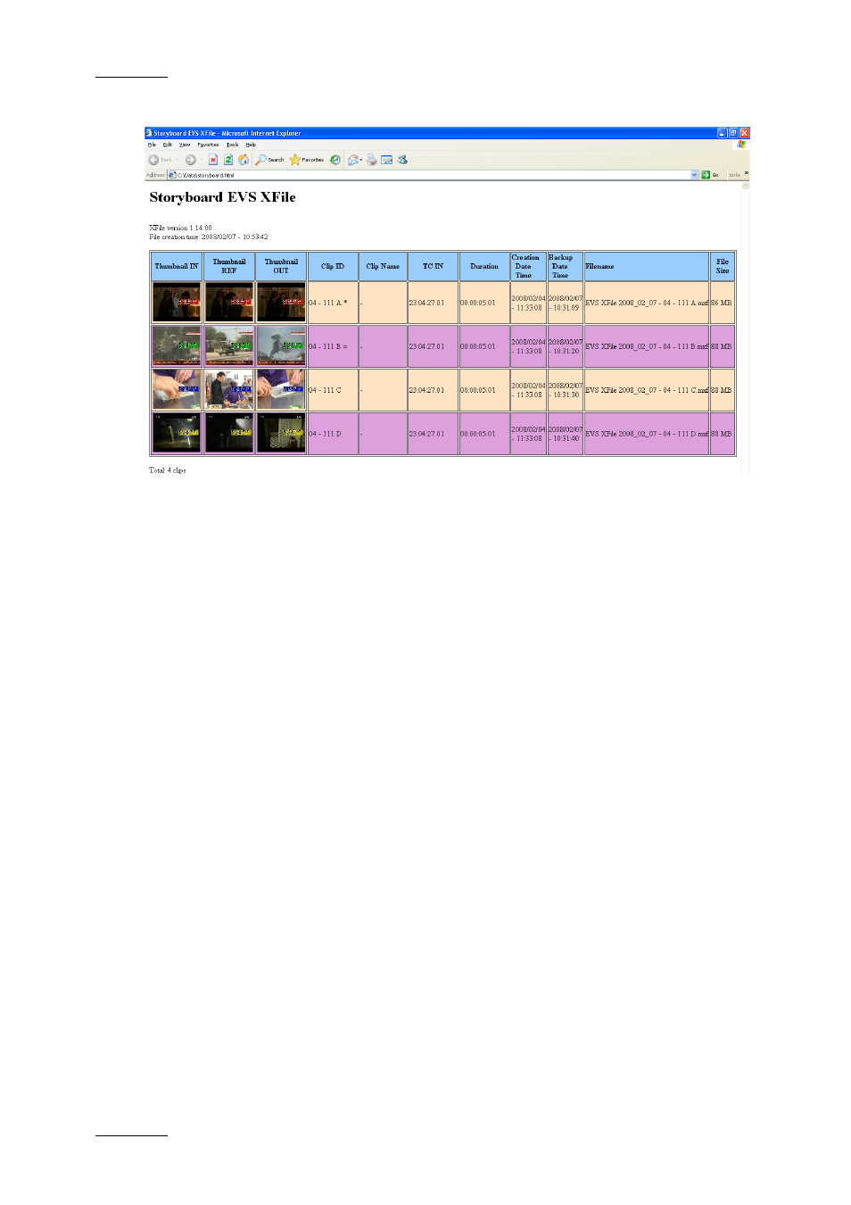 EVS Xfile Version 2.16 - November 2011 User Manual User Manual | Page 184 / 192