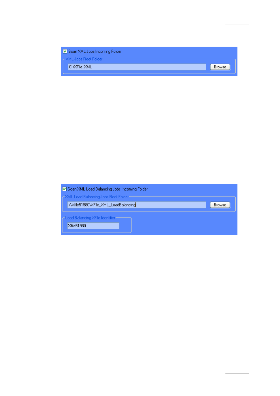 Xml jobs root folder, Xml load balancing jobs root folder | EVS Xfile Version 2.16 - November 2011 User Manual User Manual | Page 49 / 192