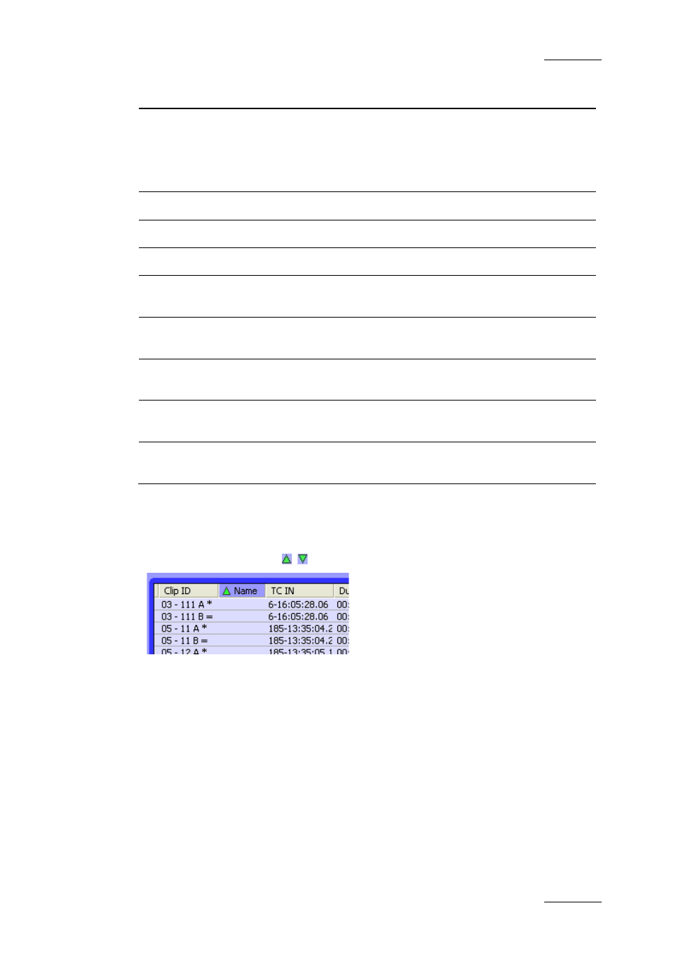 Sorting clips in the xfile list | EVS Xfile Version 2.16 - November 2011 User Manual User Manual | Page 57 / 192