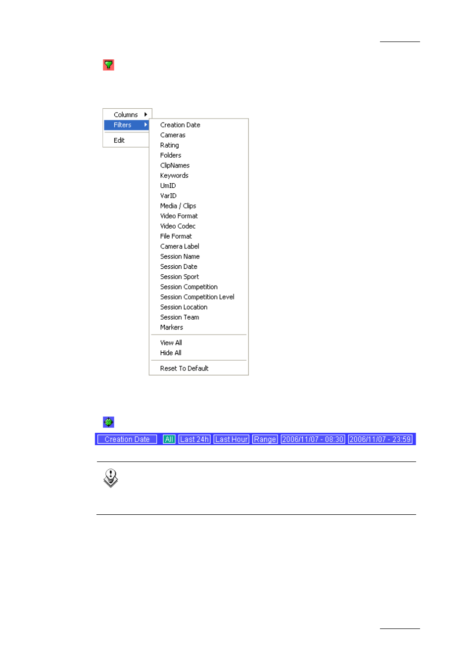 Creation date | EVS Xfile Version 2.16 - November 2011 User Manual User Manual | Page 59 / 192