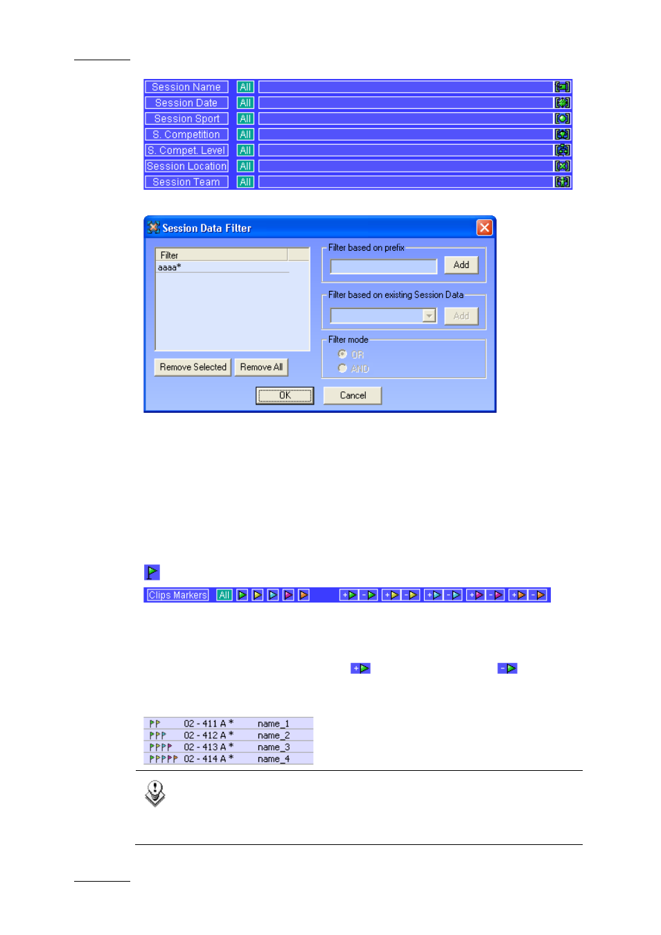Filter based on prefix, Clip markers | EVS Xfile Version 2.16 - November 2011 User Manual User Manual | Page 70 / 192