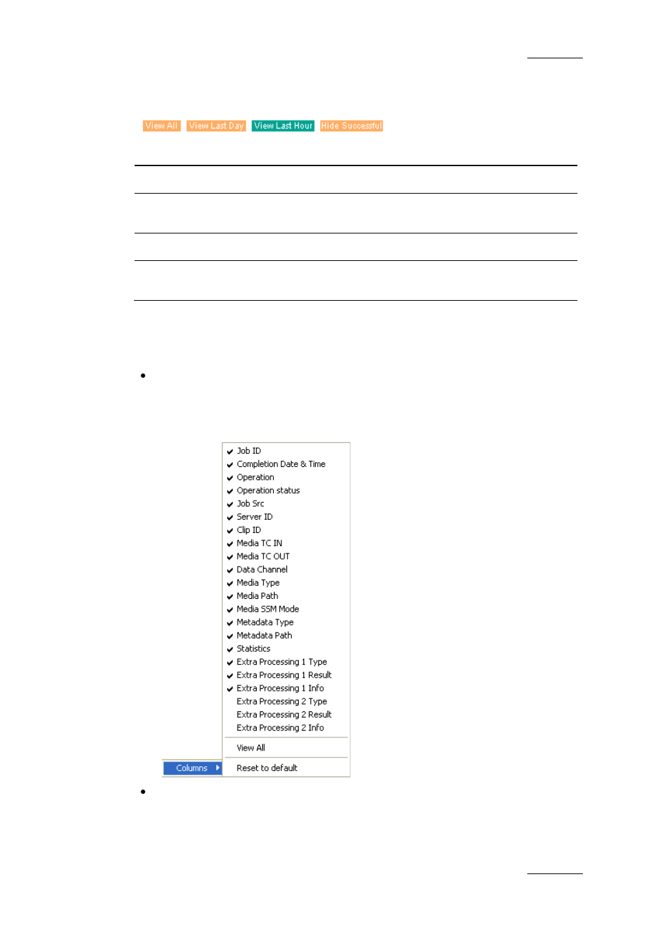 Filters, Select columns | EVS Xfile Version 2.16 - November 2011 User Manual User Manual | Page 73 / 192