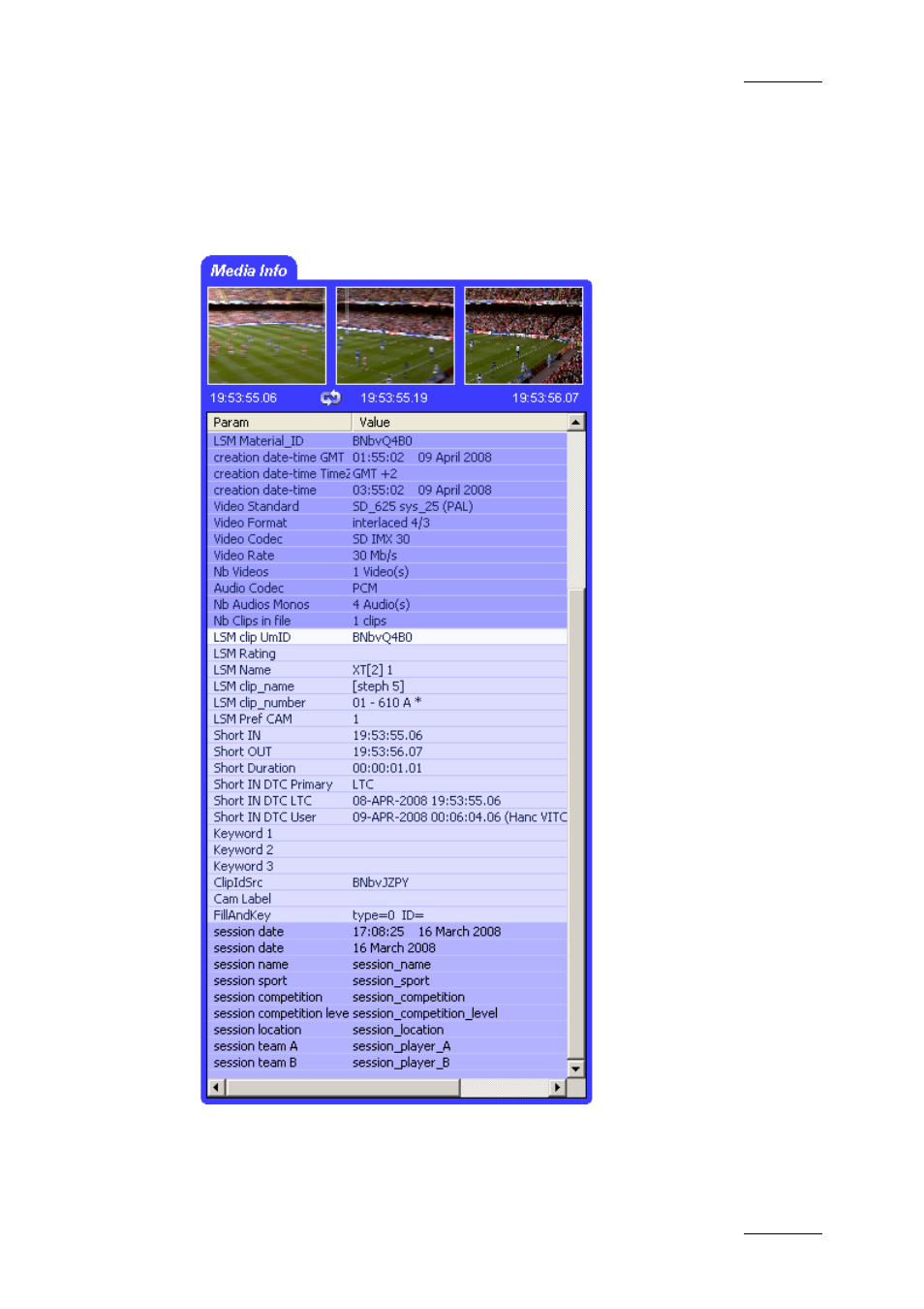 2 media info area, Media info area, Edia | EVS Xfile Version 2.16 - November 2011 User Manual User Manual | Page 93 / 192