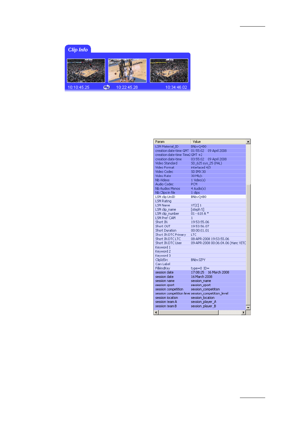 File and clip metadata | EVS Xfile Version 2.16 - November 2011 User Manual User Manual | Page 95 / 192