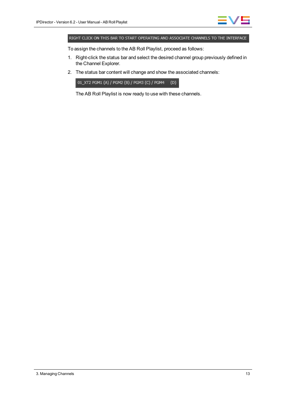 EVS IPDirector Version 6.2 - June 2013 AB ROLL PLAYLIST User Manual User Manual | Page 21 / 52