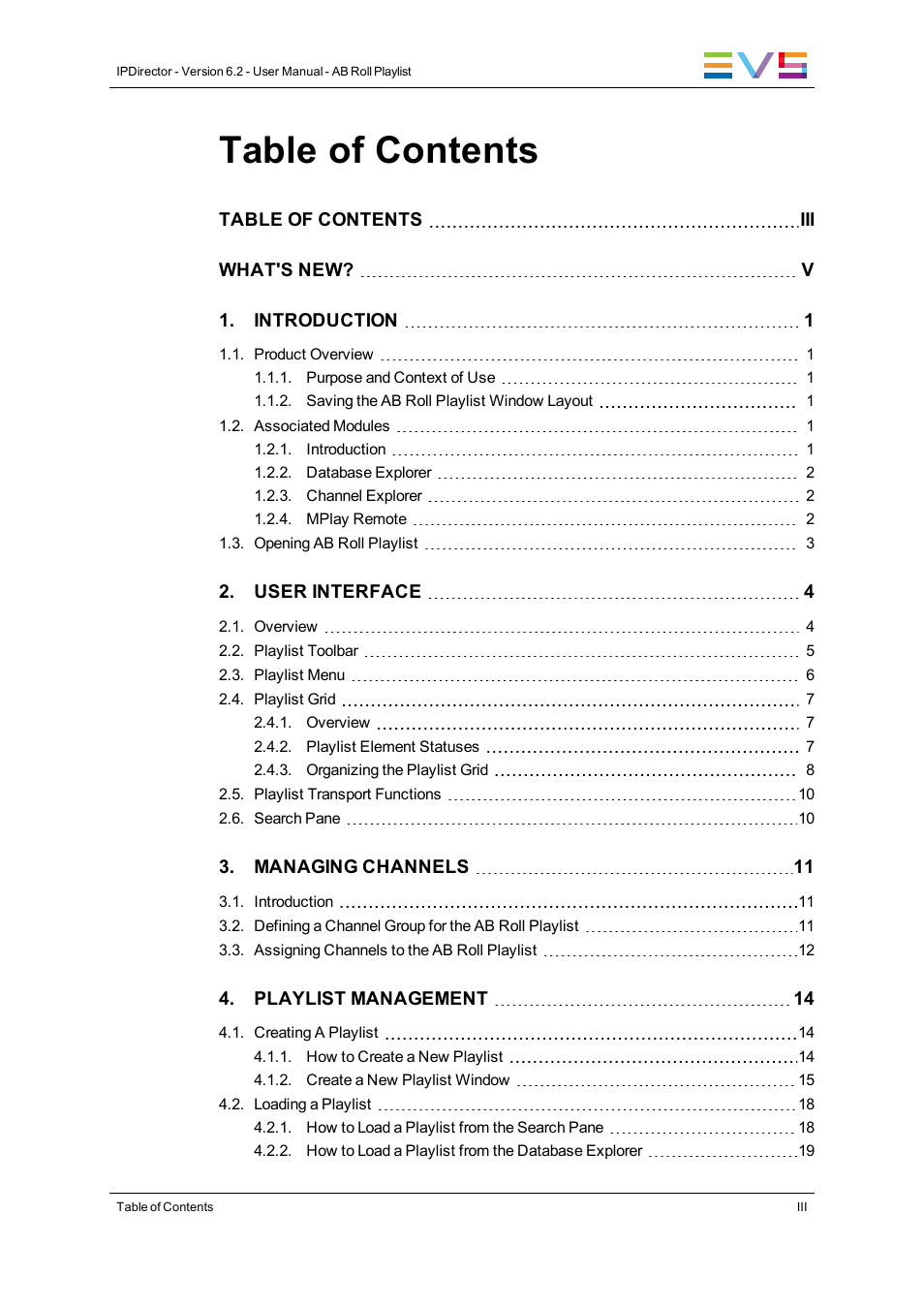 EVS IPDirector Version 6.2 - June 2013 AB ROLL PLAYLIST User Manual User Manual | Page 5 / 52