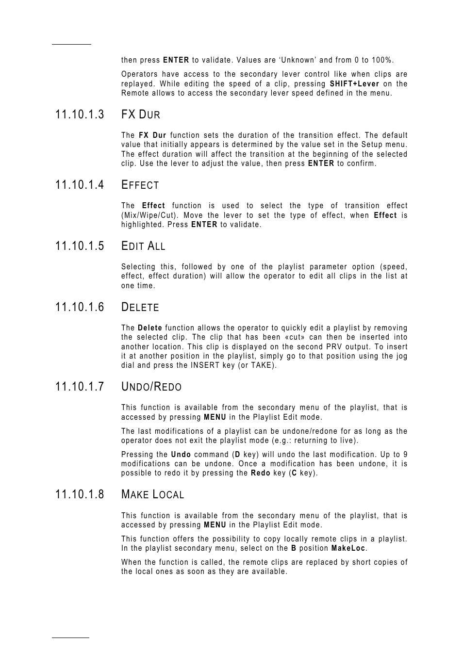 3 fx dur, 4 effect, 5 edit all | 6 delete, 7 undo/redo, 8 make local, 3 fx | EVS MulticamLSM Version 10.01 - July 2009 Operating Manual User Manual | Page 113 / 185