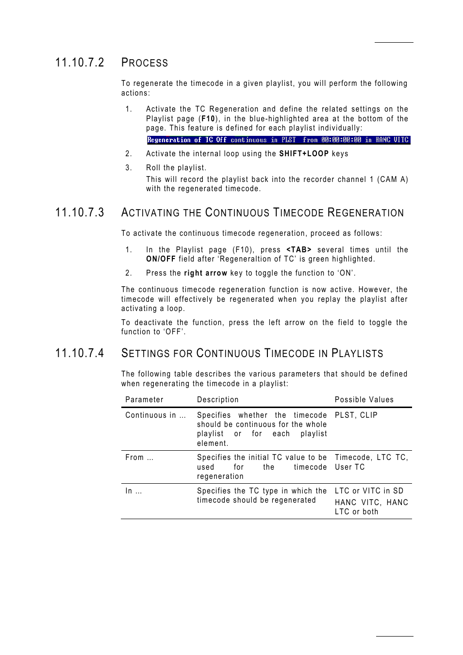 2 process, 3 activating the continuous timecode regeneration, 4 settings for continuous timecode in playlists | EVS MulticamLSM Version 10.01 - July 2009 Operating Manual User Manual | Page 116 / 185