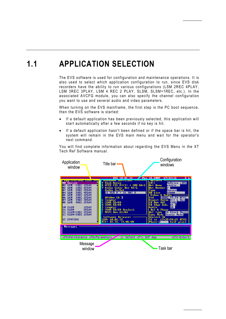 Initial configuration, 1 application selection, Iguration | EVS MulticamLSM Version 10.01 - July 2009 Operating Manual User Manual | Page 12 / 185