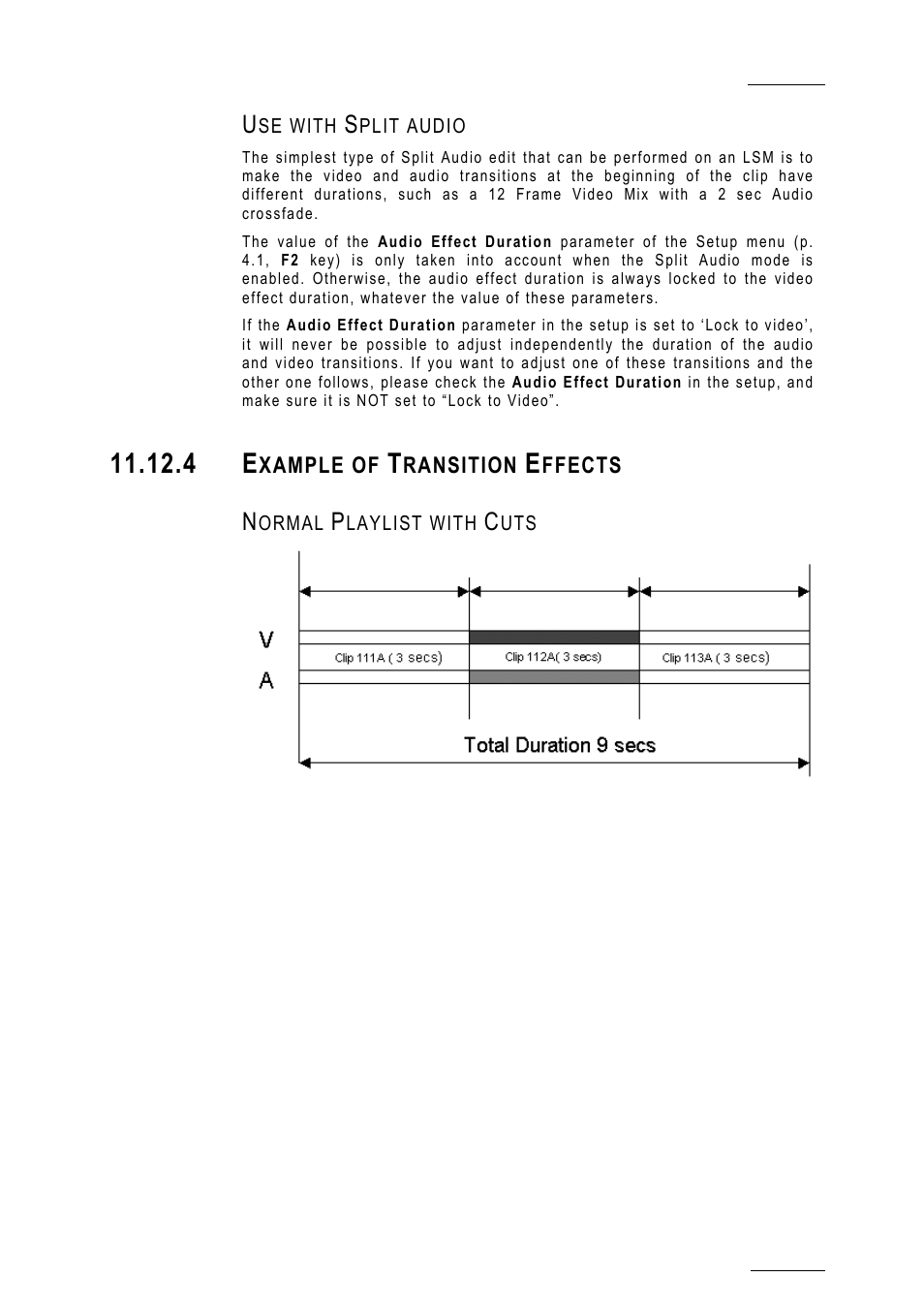 Use with split audio, 4 example of transition effects, Normal playlist with cuts | EVS MulticamLSM Version 10.01 - July 2009 Operating Manual User Manual | Page 120 / 185
