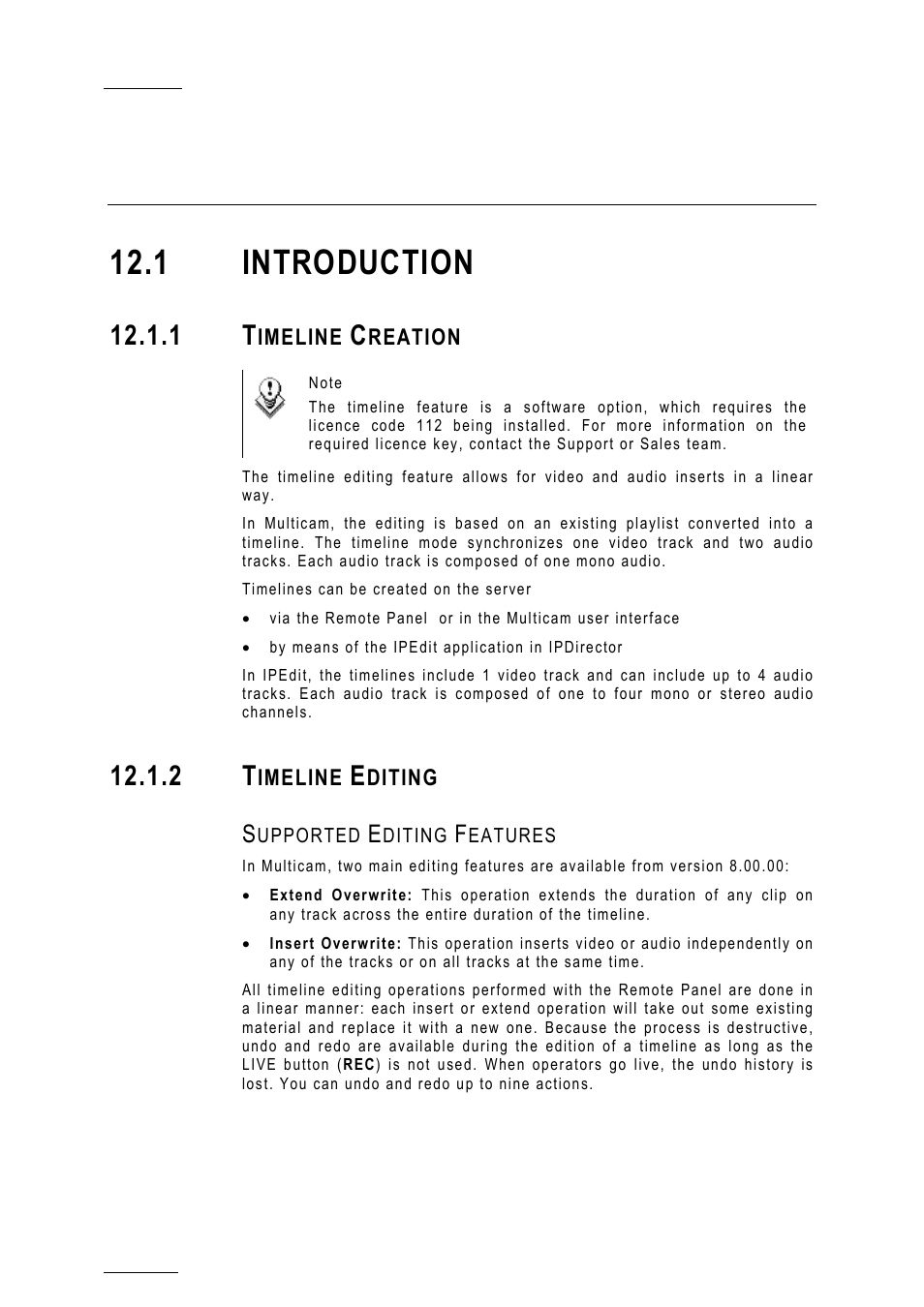 Timeline management, 1 introduction, 1 timeline creation | 2 timeline editing, Supported editing features, Anagement | EVS MulticamLSM Version 10.01 - July 2009 Operating Manual User Manual | Page 137 / 185