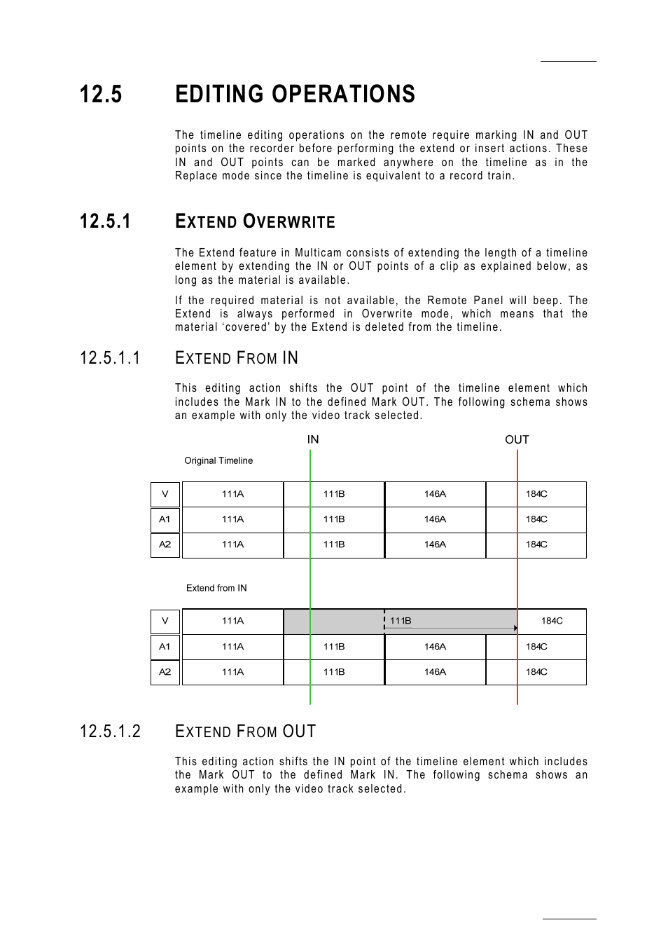 5 editing operations, 1 extend overwrite, 1 extend from in | 2 extend from out | EVS MulticamLSM Version 10.01 - July 2009 Operating Manual User Manual | Page 144 / 185
