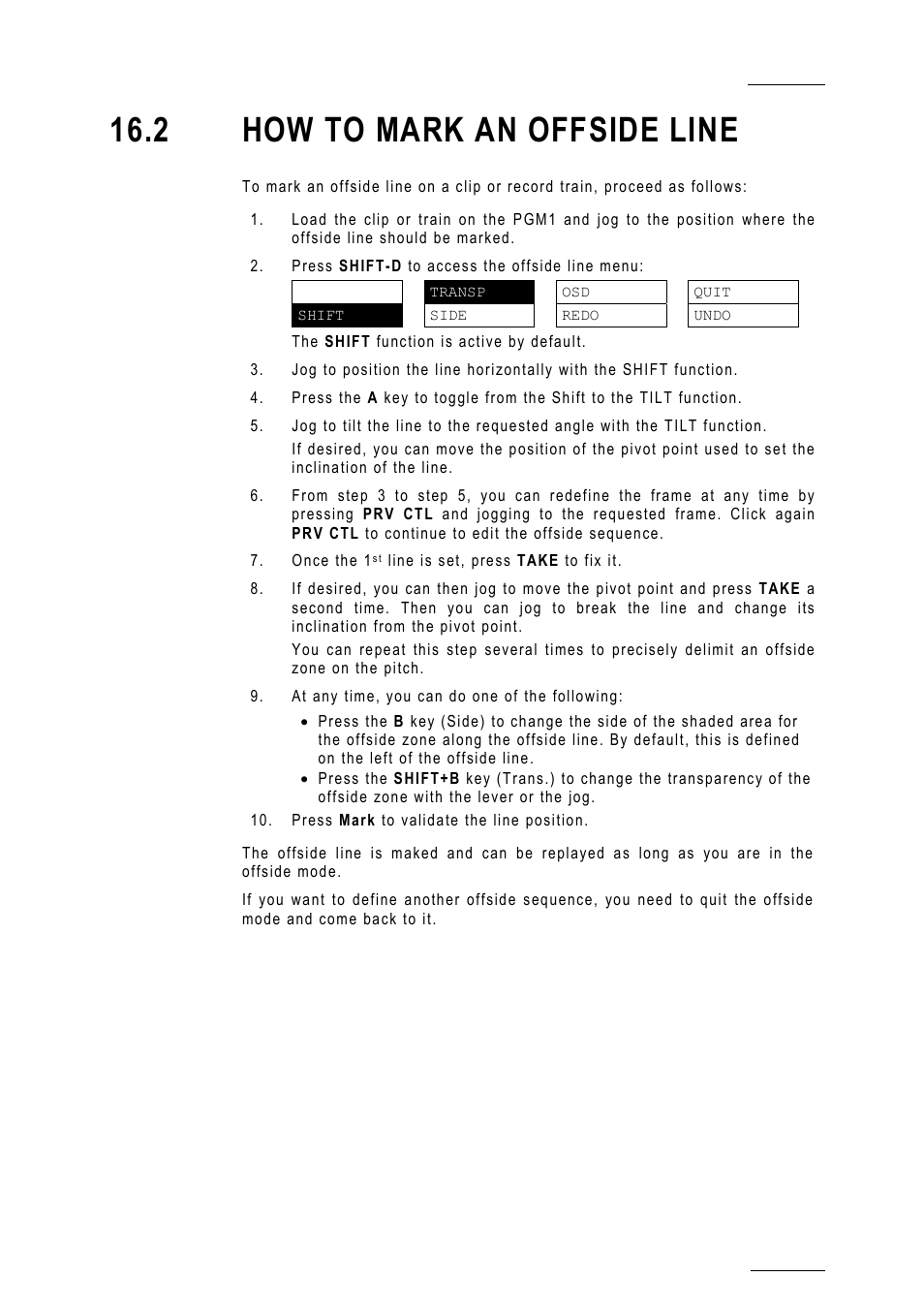 2 how to mark an offside line | EVS MulticamLSM Version 10.01 - July 2009 Operating Manual User Manual | Page 168 / 185