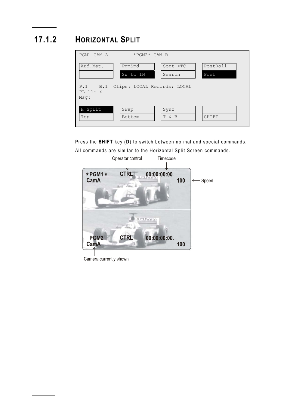 2 horizontal split, Orizontal, Plit | EVS MulticamLSM Version 10.01 - July 2009 Operating Manual User Manual | Page 173 / 185