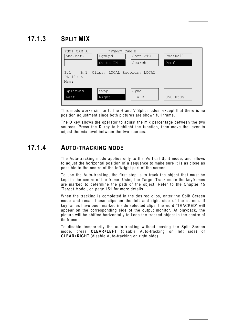3 split mix, 4 auto-tracking mode, Plit | Tracking mode | EVS MulticamLSM Version 10.01 - July 2009 Operating Manual User Manual | Page 174 / 185