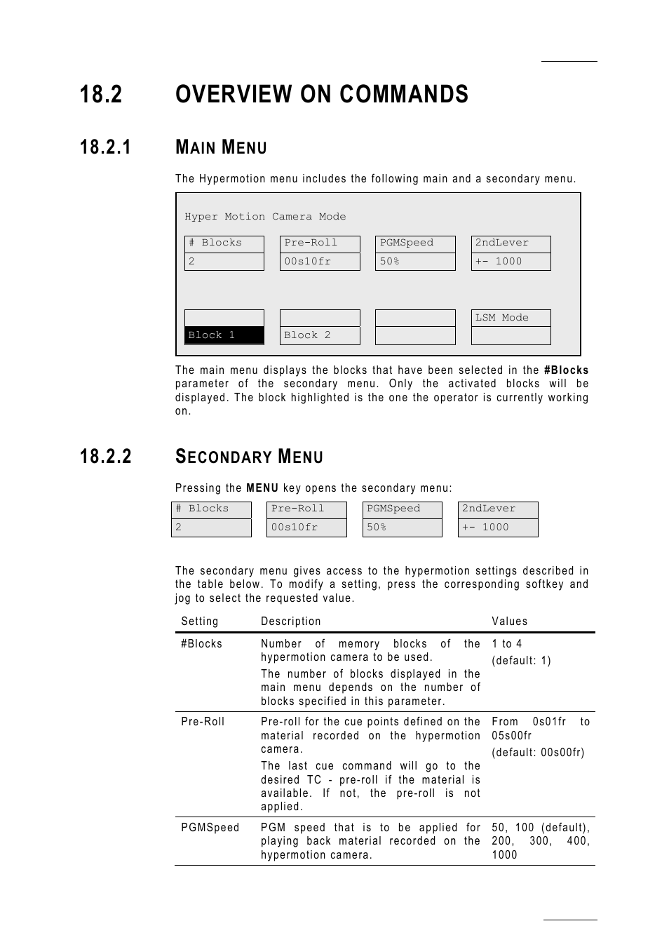 2 overview on commands, 1 main menu, 2 secondary menu | Econdary | EVS MulticamLSM Version 10.01 - July 2009 Operating Manual User Manual | Page 176 / 185