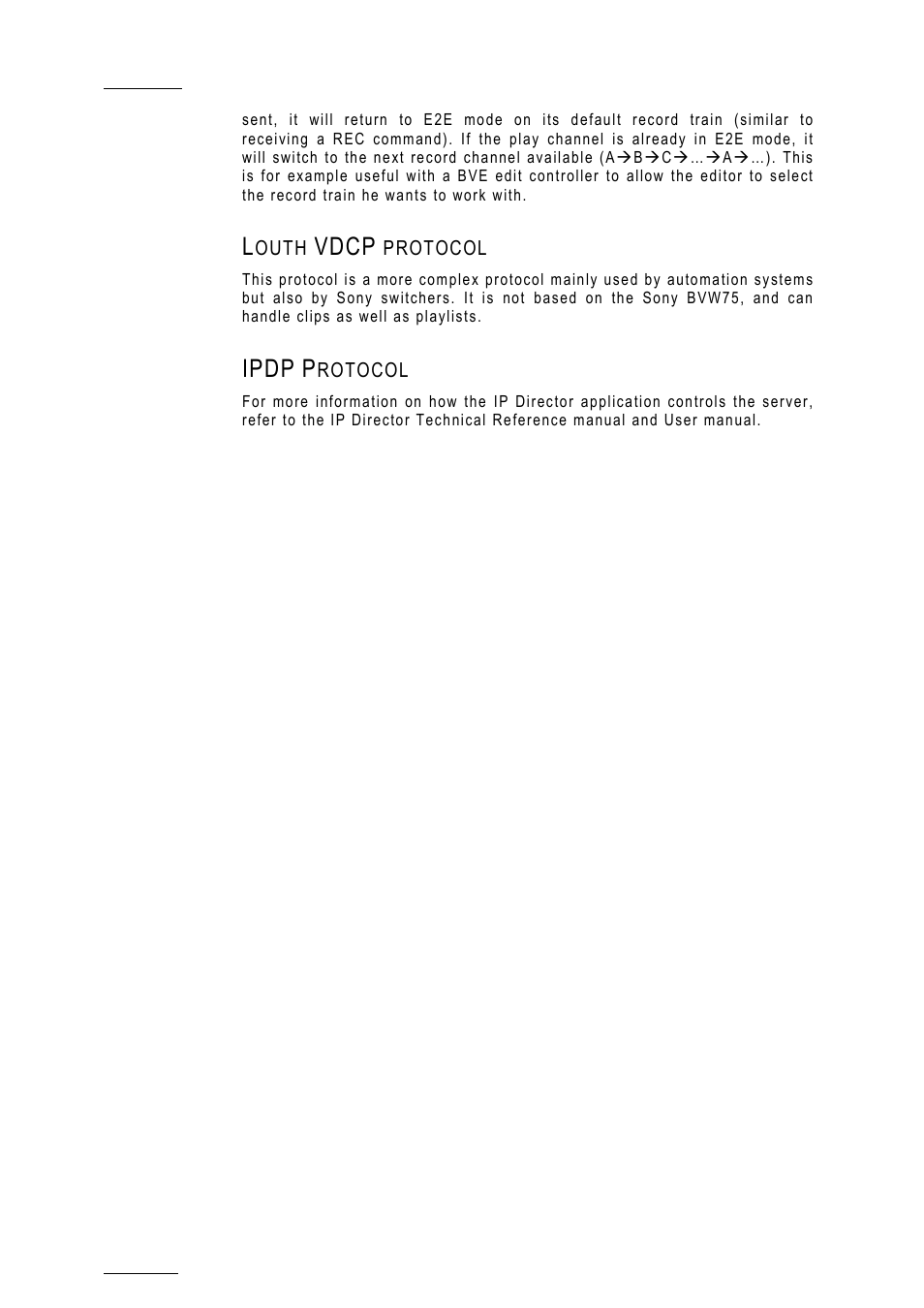 Louth vdcp protocol, Ipdp protocol, Vdcp | Ipdp | EVS MulticamLSM Version 10.01 - July 2009 Operating Manual User Manual | Page 181 / 185