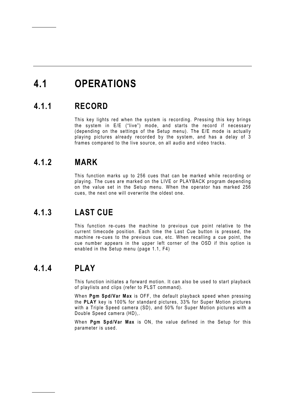 Remote panel operations, 1 operations, 1 record | 2 mark, 3 last cue, 4 play, Rpkey_play, Ions, 3 last | EVS MulticamLSM Version 10.01 - July 2009 Operating Manual User Manual | Page 21 / 185