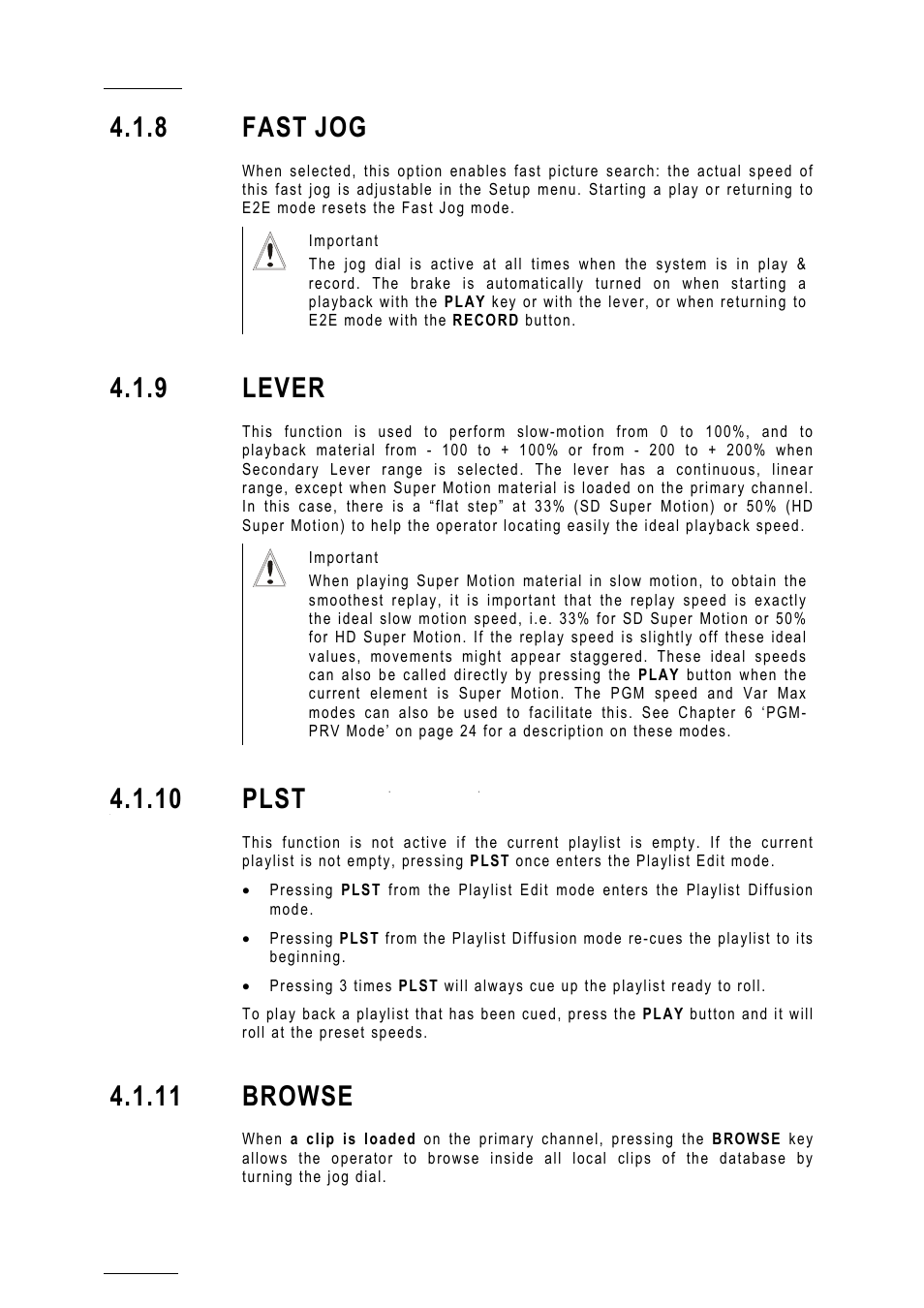 8 fast jog, 9 lever, Plst | 11 browse, Rpkey_lever, 8 fast, 10 plst | EVS MulticamLSM Version 10.01 - July 2009 Operating Manual User Manual | Page 23 / 185