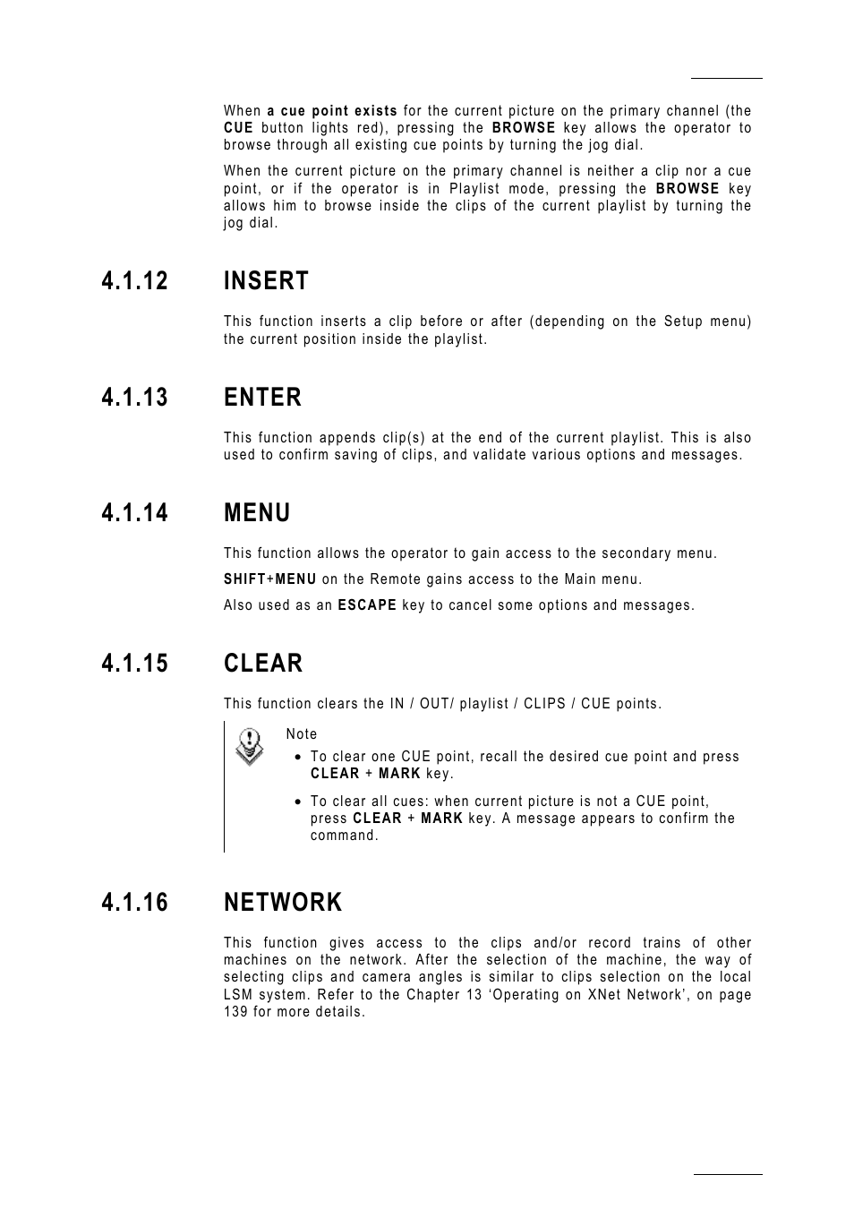 12 insert, 13 enter, 14 menu | 15 clear, 16 network | EVS MulticamLSM Version 10.01 - July 2009 Operating Manual User Manual | Page 24 / 185