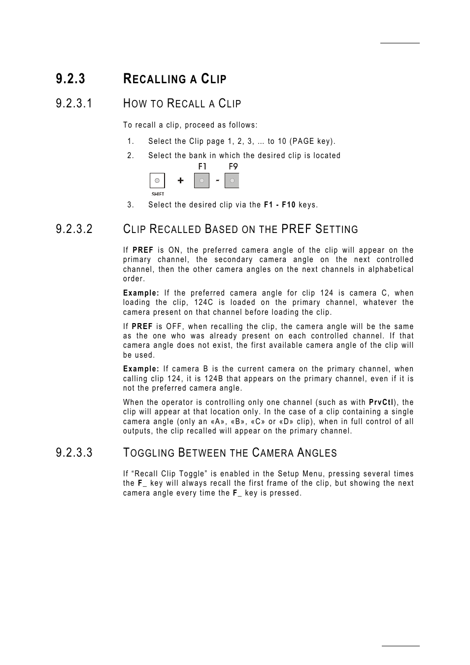 3 recalling a clip, 1 how to recall a clip, 2 clip recalled based on the pref setting | 3 toggling between the camera angles, Clip_recall, Pref | EVS MulticamLSM Version 10.01 - July 2009 Operating Manual User Manual | Page 48 / 185
