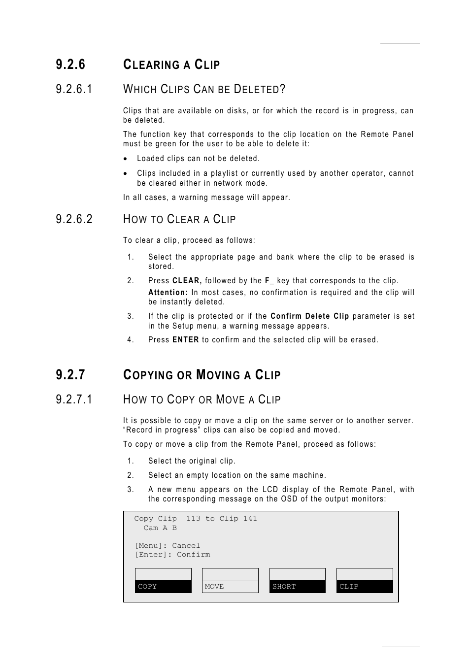 6 clearing a clip, 1 which clips can be deleted, 2 how to clear a clip | 7 copying or moving a clip, 1 how to copy or move a clip | EVS MulticamLSM Version 10.01 - July 2009 Operating Manual User Manual | Page 50 / 185