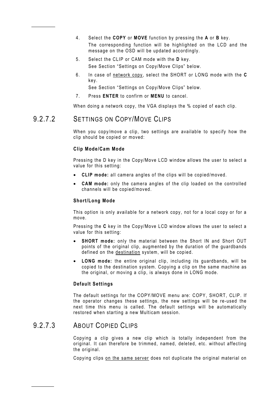 2 settings on copy/move clips, Clip mode/cam mode, Short/long mode | Default settings, 3 about copied clips, Copymoveclips_settings | EVS MulticamLSM Version 10.01 - July 2009 Operating Manual User Manual | Page 51 / 185