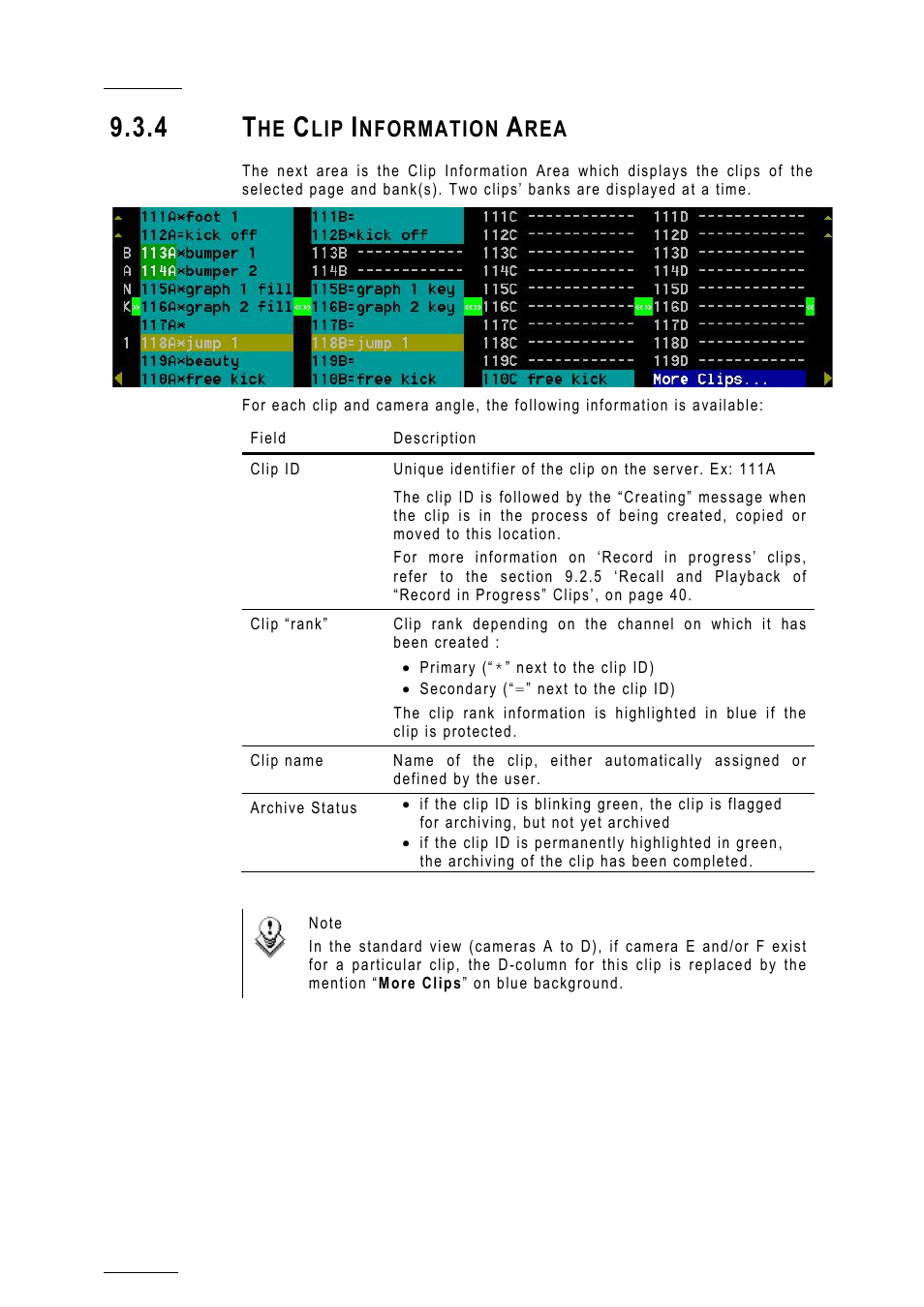 4 the clip information area, Nformation | EVS MulticamLSM Version 10.01 - July 2009 Operating Manual User Manual | Page 63 / 185