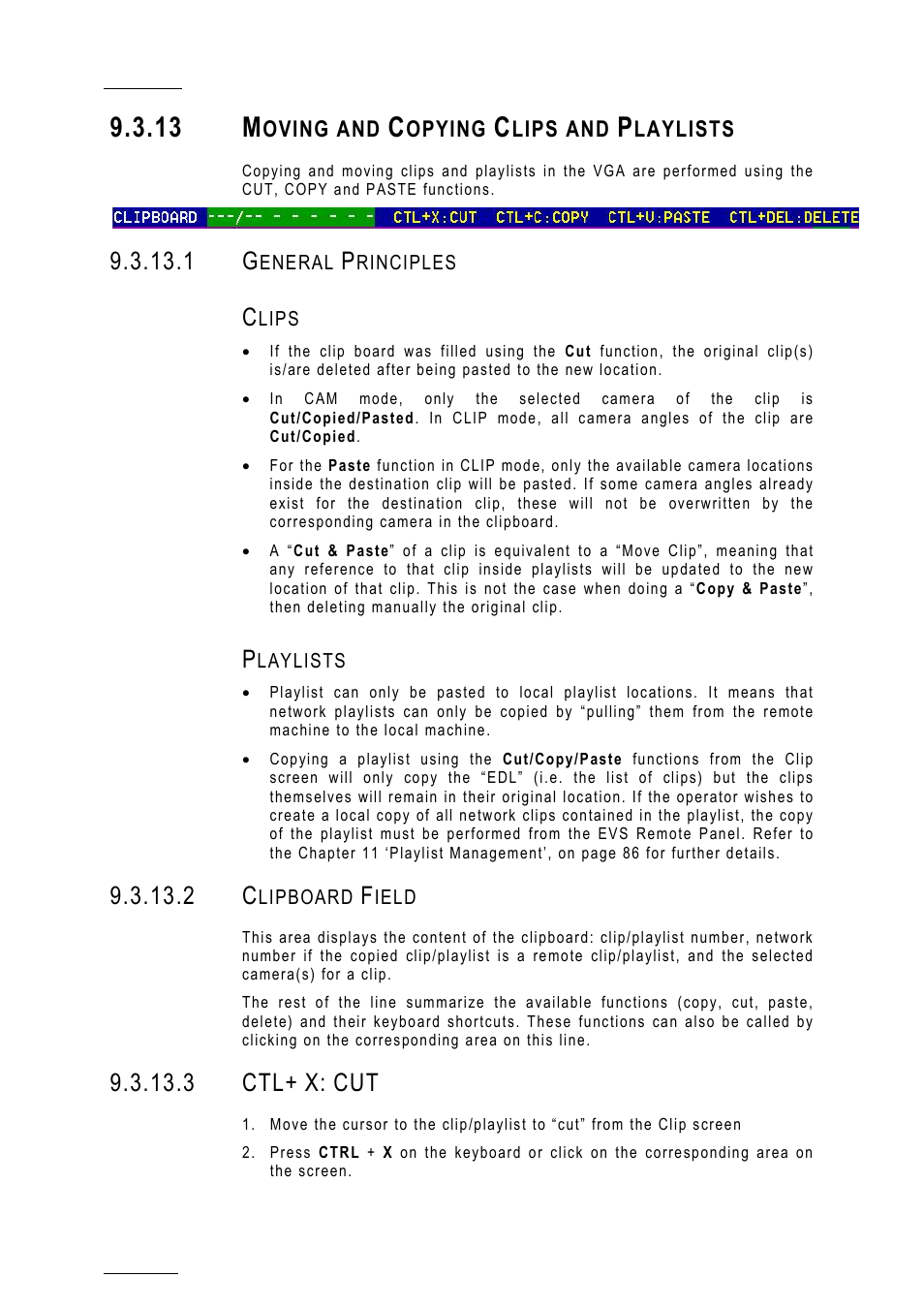 13 moving and copying clips and playlists, 1 general principles, Clips | Playlists, 2 clipboard field, 3 ctl+ x: cut, Howtomoveclips, 13 m, 3 ctl | EVS MulticamLSM Version 10.01 - July 2009 Operating Manual User Manual | Page 69 / 185