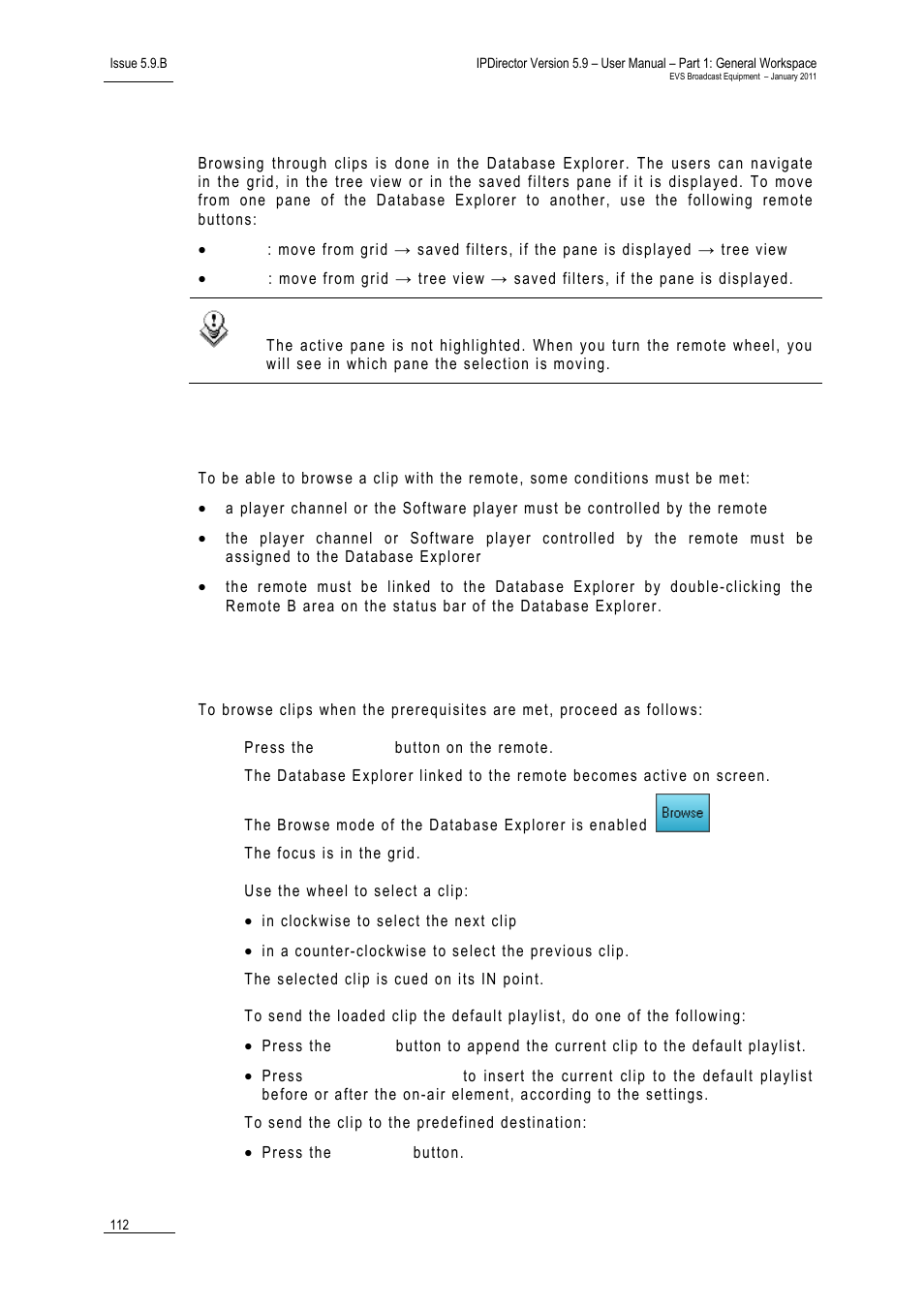 Browsing clips, Prerequisites, How to browse a clip in the grid | EVS IPDirector Version 5.9 - January 2011 Part 1 User’s Manual User Manual | Page 123 / 131