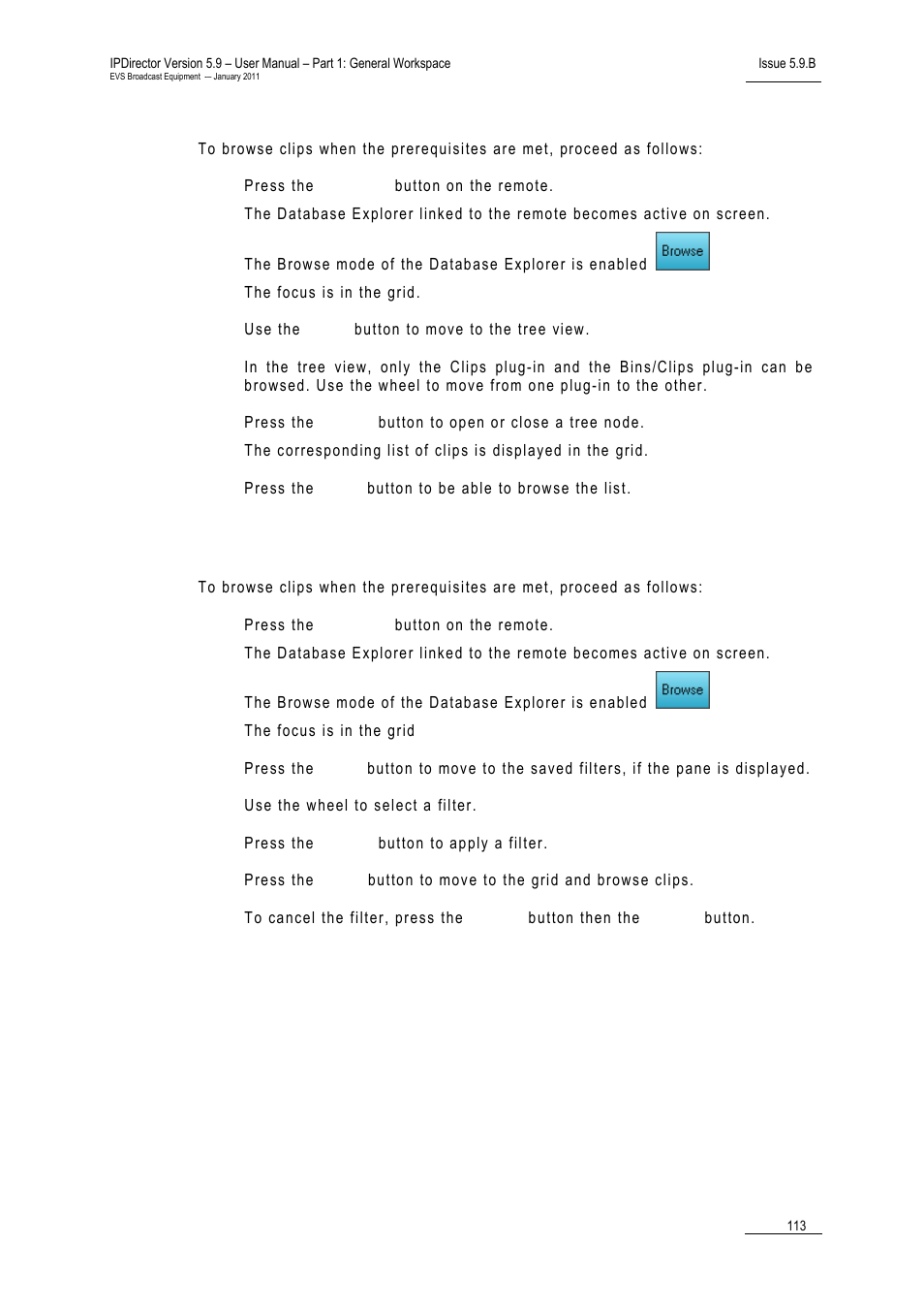 How to browse a clip in the tree view, How to browse a clip in the saved filters | EVS IPDirector Version 5.9 - January 2011 Part 1 User’s Manual User Manual | Page 124 / 131