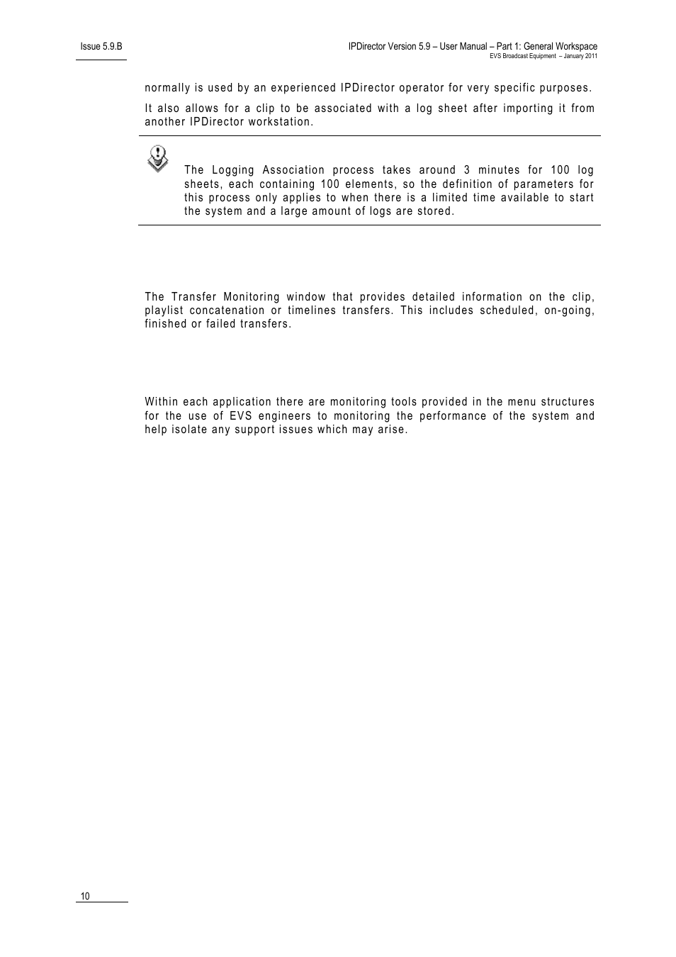 4 transfer monitoring, 5 evs system tools, Transfer monitoring | Evs system tools, 5 evs, Ransfer, Onitoring, Ystem, Ools | EVS IPDirector Version 5.9 - January 2011 Part 1 User’s Manual User Manual | Page 21 / 131