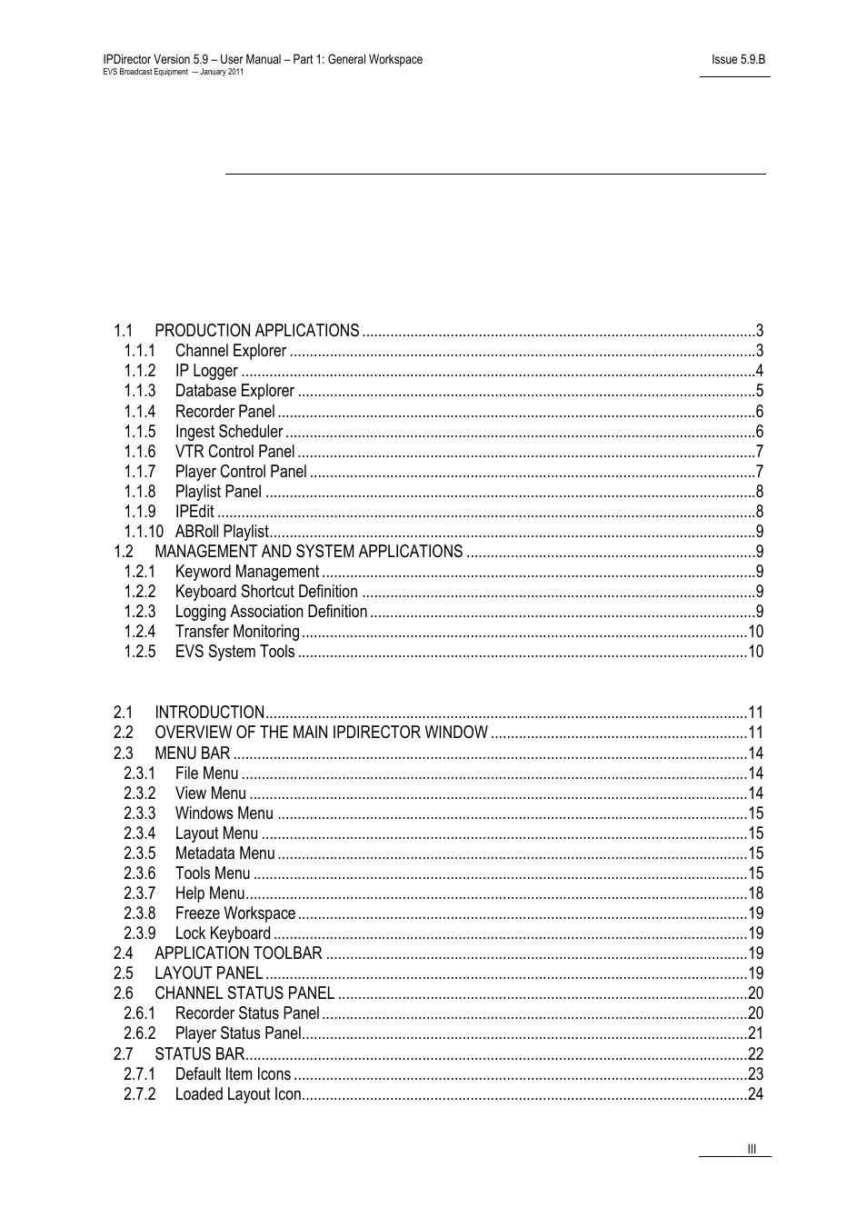 EVS IPDirector Version 5.9 - January 2011 Part 1 User’s Manual User Manual | Page 4 / 131