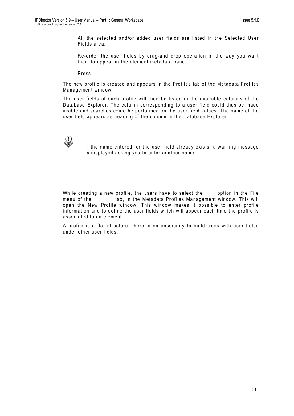New profile window, New profile window’ on | EVS IPDirector Version 5.9 - January 2011 Part 1 User’s Manual User Manual | Page 42 / 131