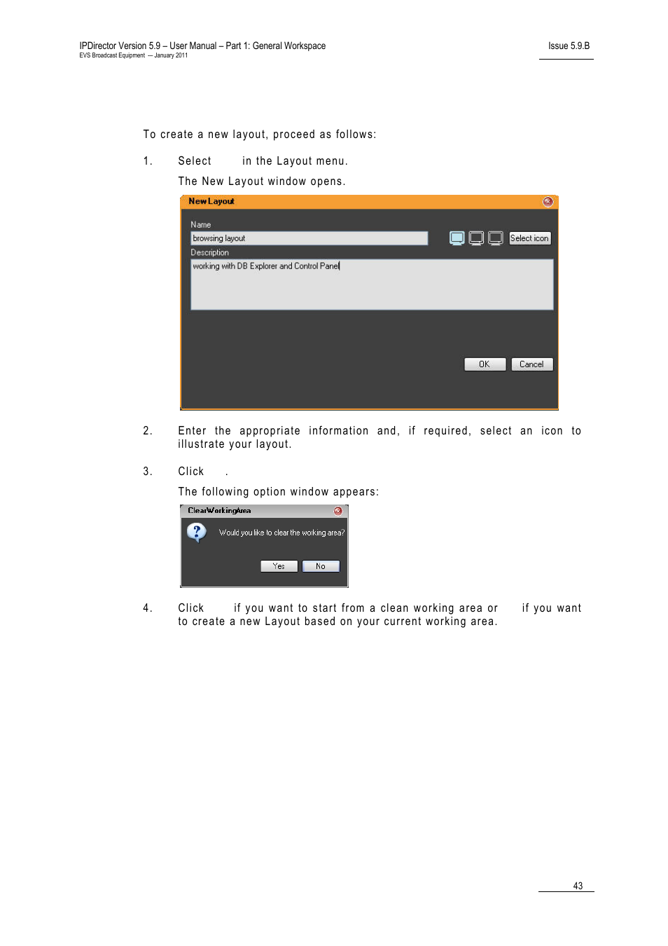 How to create a new layout, How to copy a profile, Importing and exporting profiles | EVS IPDirector Version 5.9 - January 2011 Part 1 User’s Manual User Manual | Page 54 / 131