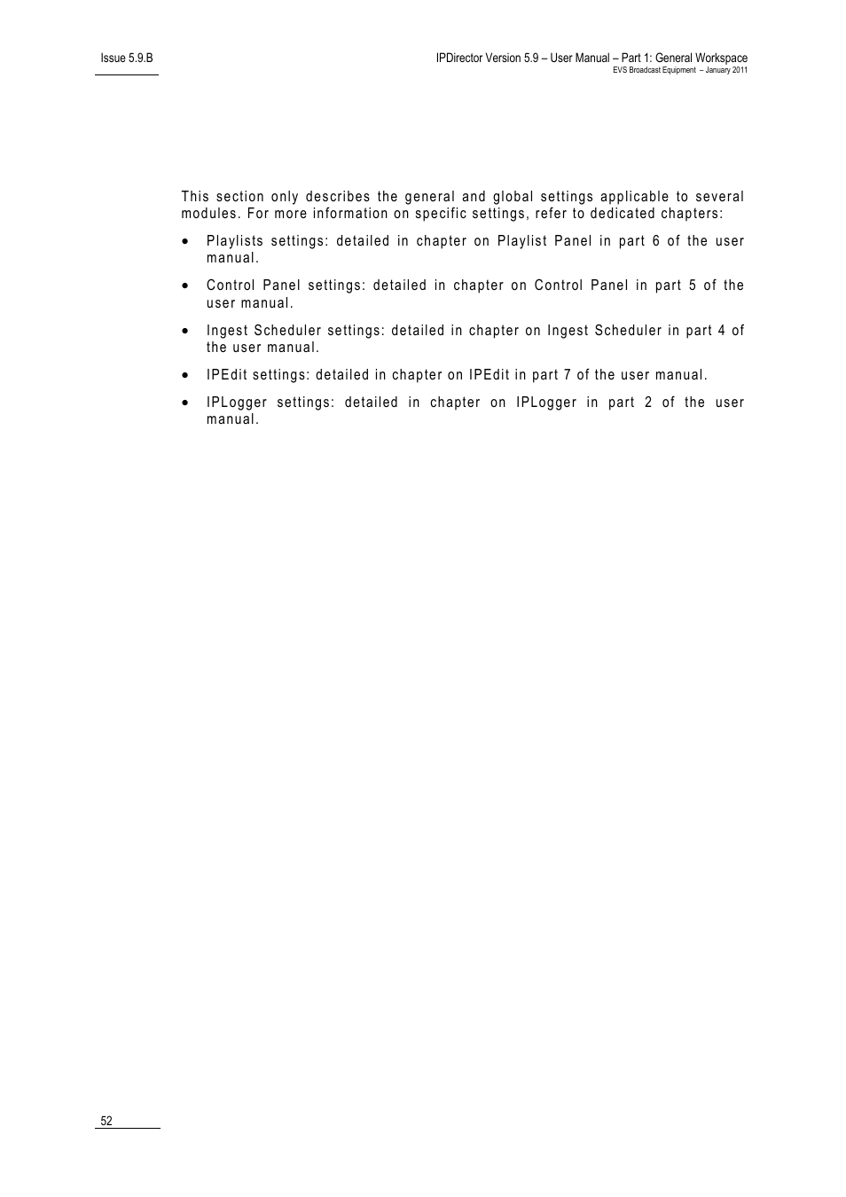 10 settings, Layout panel | EVS IPDirector Version 5.9 - January 2011 Part 1 User’s Manual User Manual | Page 63 / 131