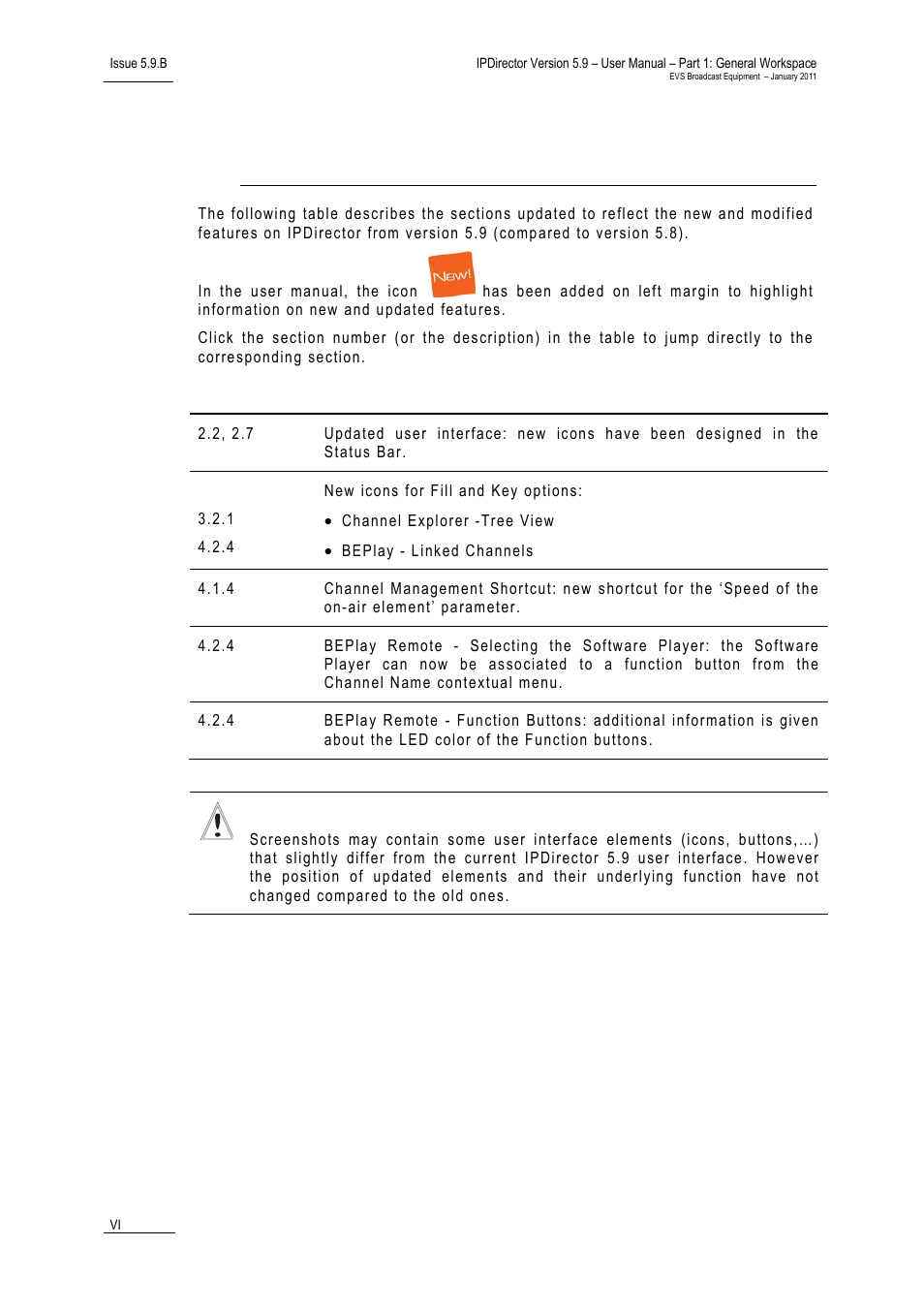What’s new | EVS IPDirector Version 5.9 - January 2011 Part 1 User’s Manual User Manual | Page 7 / 131