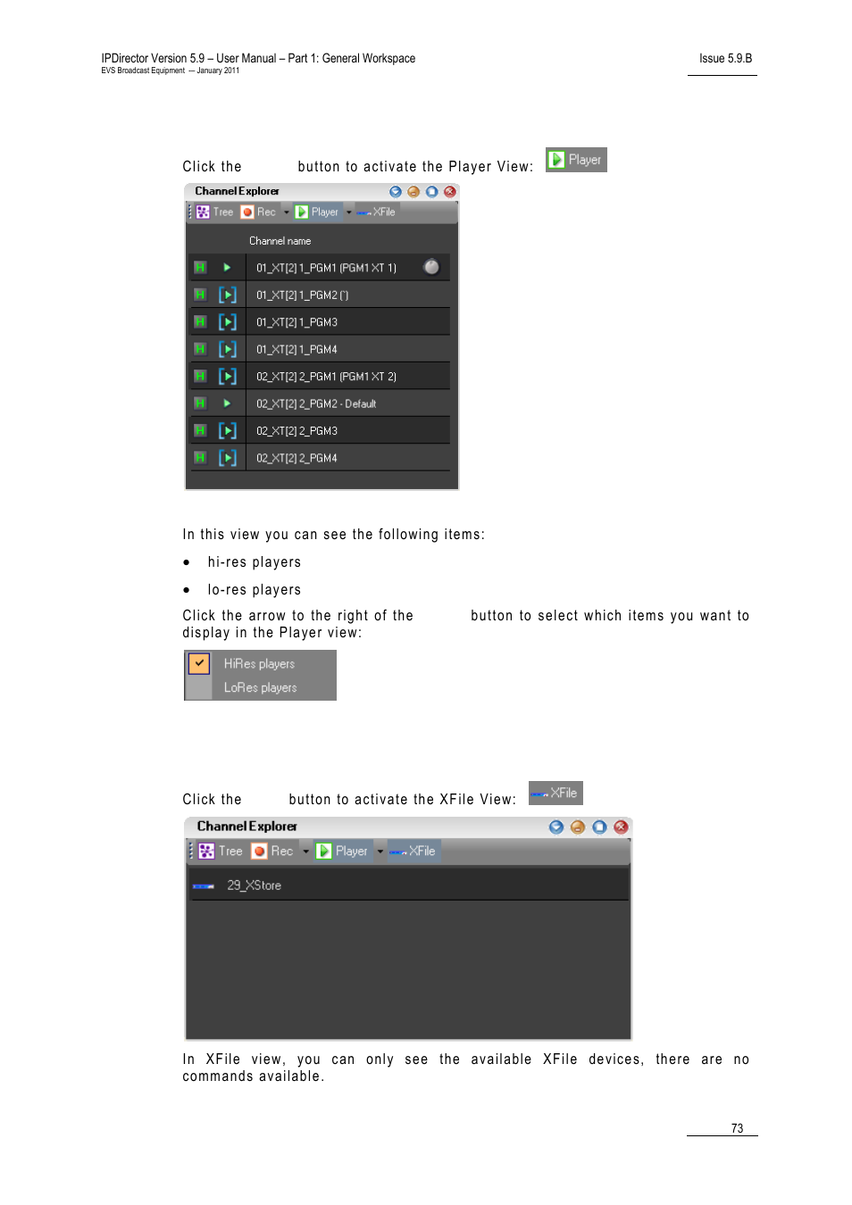 3 player view, 4 xfile view, Image capture settings | 4 xf, Layer | EVS IPDirector Version 5.9 - January 2011 Part 1 User’s Manual User Manual | Page 84 / 131