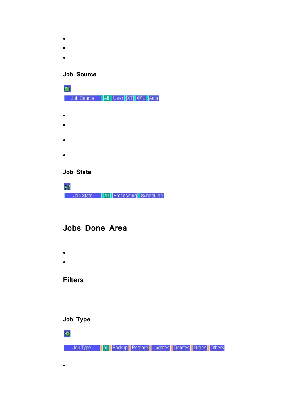 Job source, Job state, Jobs done area | Filters | EVS Xfile Version 2.19 - November 2012 User Manual User Manual | Page 120 / 196