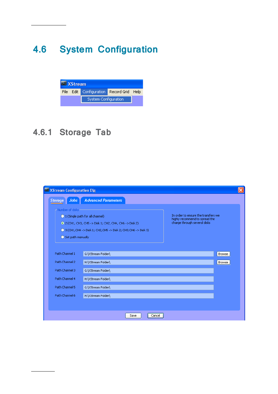 6 system configuration, 1 storage tab, System configuration | Storage tab | EVS Xfile Version 2.19 - November 2012 User Manual User Manual | Page 134 / 196