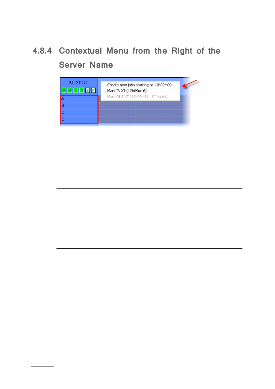Contextual menu from the right of the server name | EVS Xfile Version 2.19 - November 2012 User Manual User Manual | Page 150 / 196