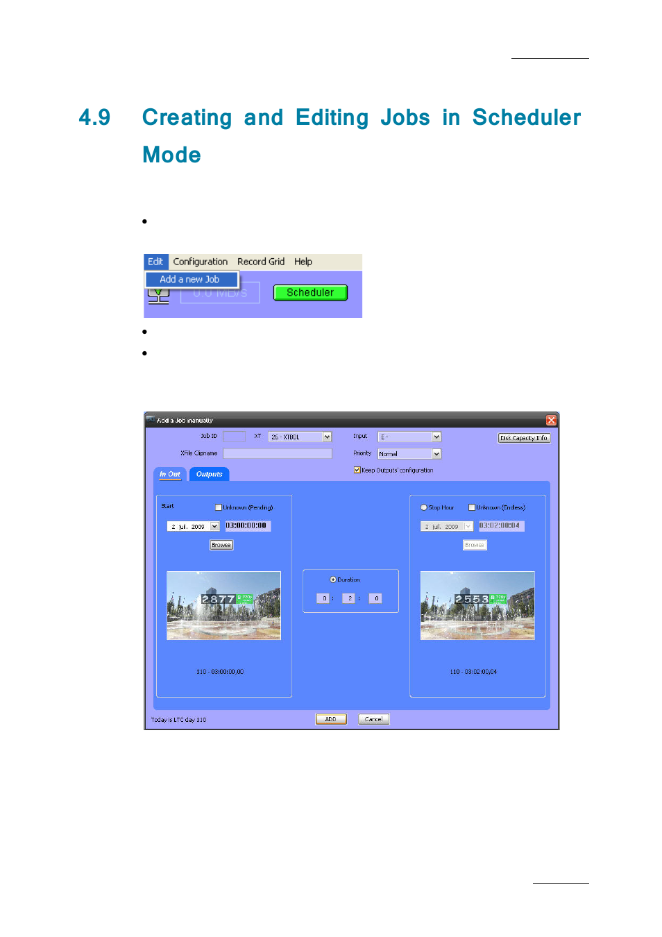 9 creating and editing jobs in scheduler mode, Creating and editing jobs in scheduler mode, Age 143 | EVS Xfile Version 2.19 - November 2012 User Manual User Manual | Page 153 / 196